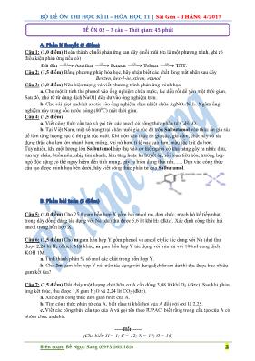 Đề ôn thi học kỳ II môn Hóa học Lớp 11 - Đề ôn 02 - Năm học 2016-2017